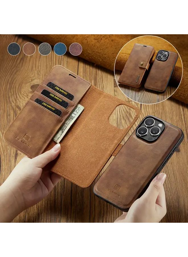 Blue Faux Leather Wallet Phone Case For iPhone 16 Pro Max 2 In 1 Flip Cover Card Holder - Image 1